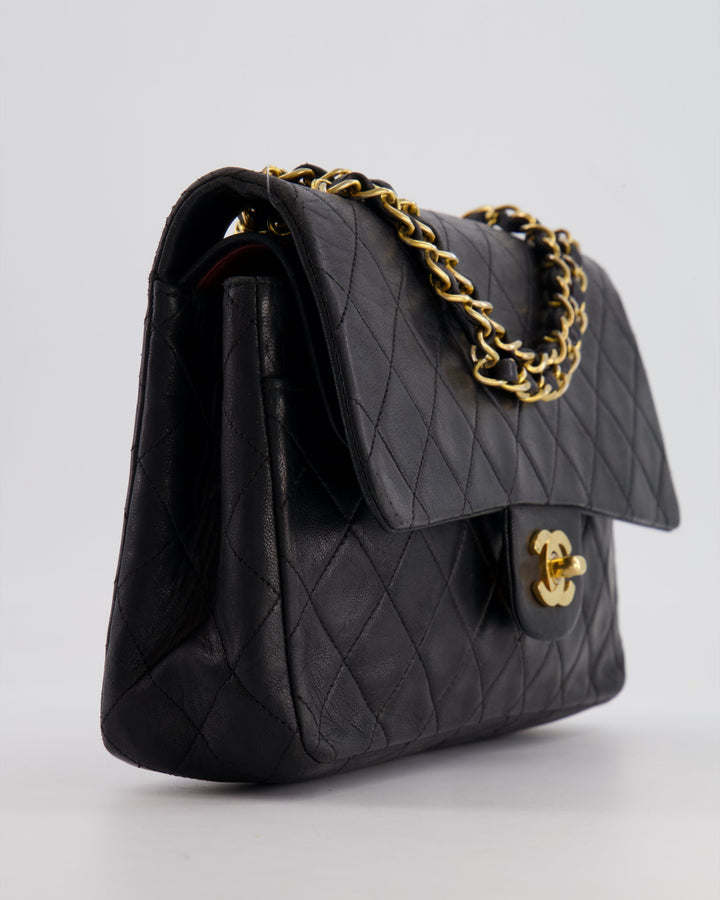 Top Quality Chanel Vintage Black Medium  Classic Double Flap Bag in Lambskin Leather with 24K Gold Hardware