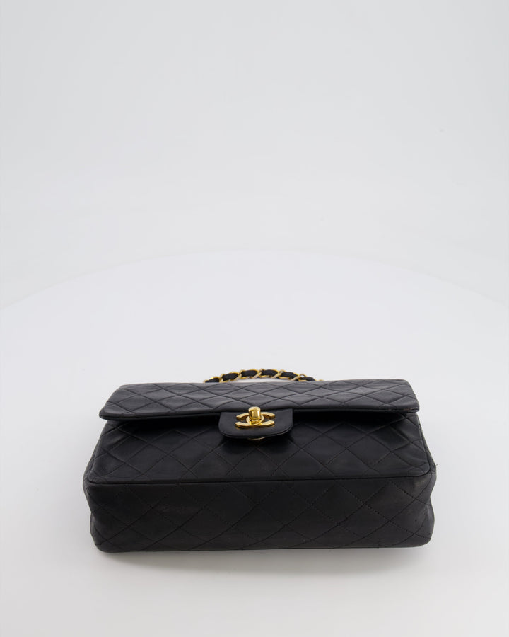 Top Quality Chanel Vintage Black Medium  Classic Double Flap Bag in Lambskin Leather with 24K Gold Hardware
