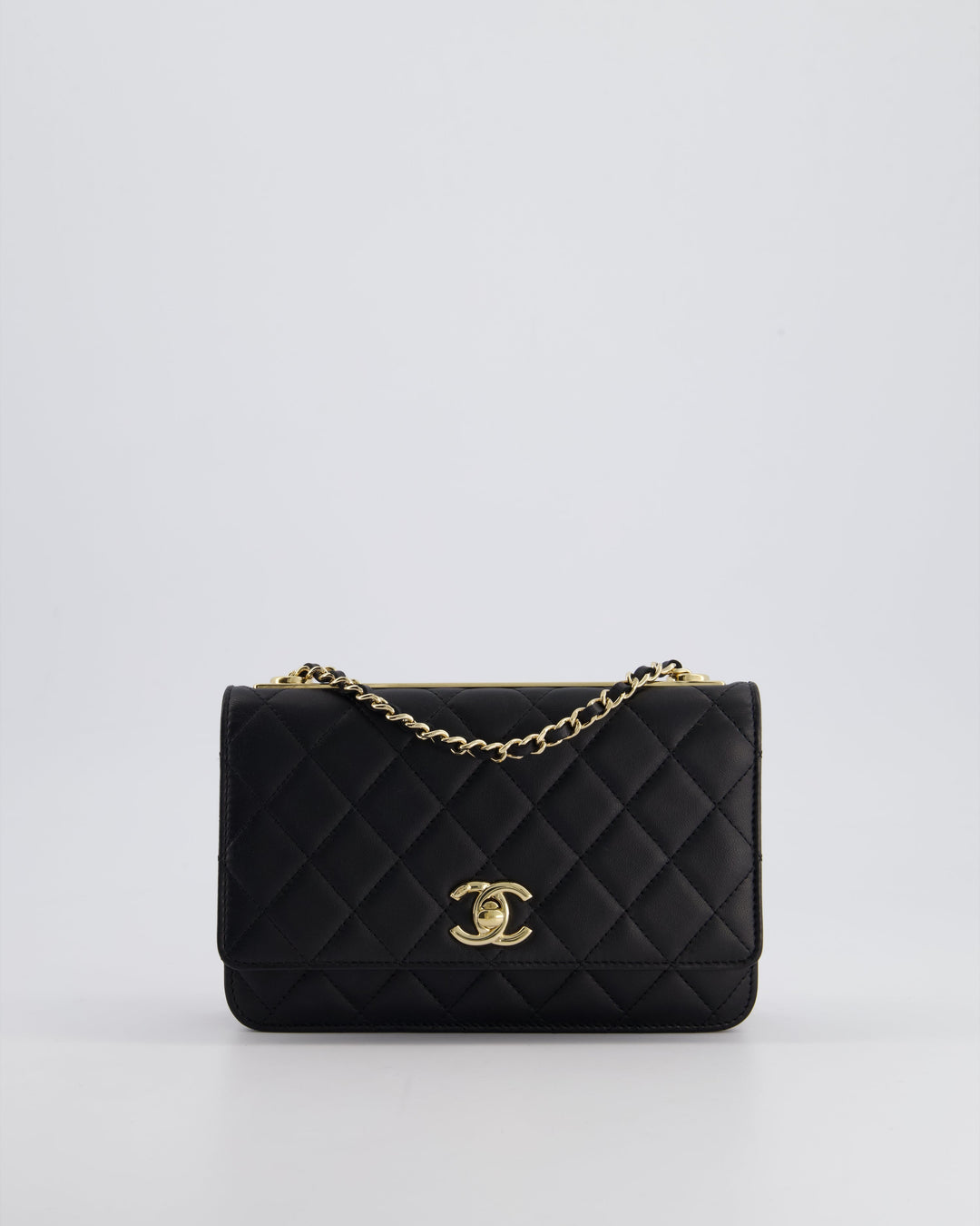 Top Quality Chanel Black Trendy Wallet on Chain Bag in Lambskin Leather with Champagne Gold Hardware