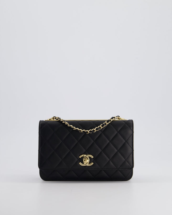 Top Quality Chanel Black Trendy Wallet on Chain Bag in Lambskin Leather with Champagne Gold Hardware