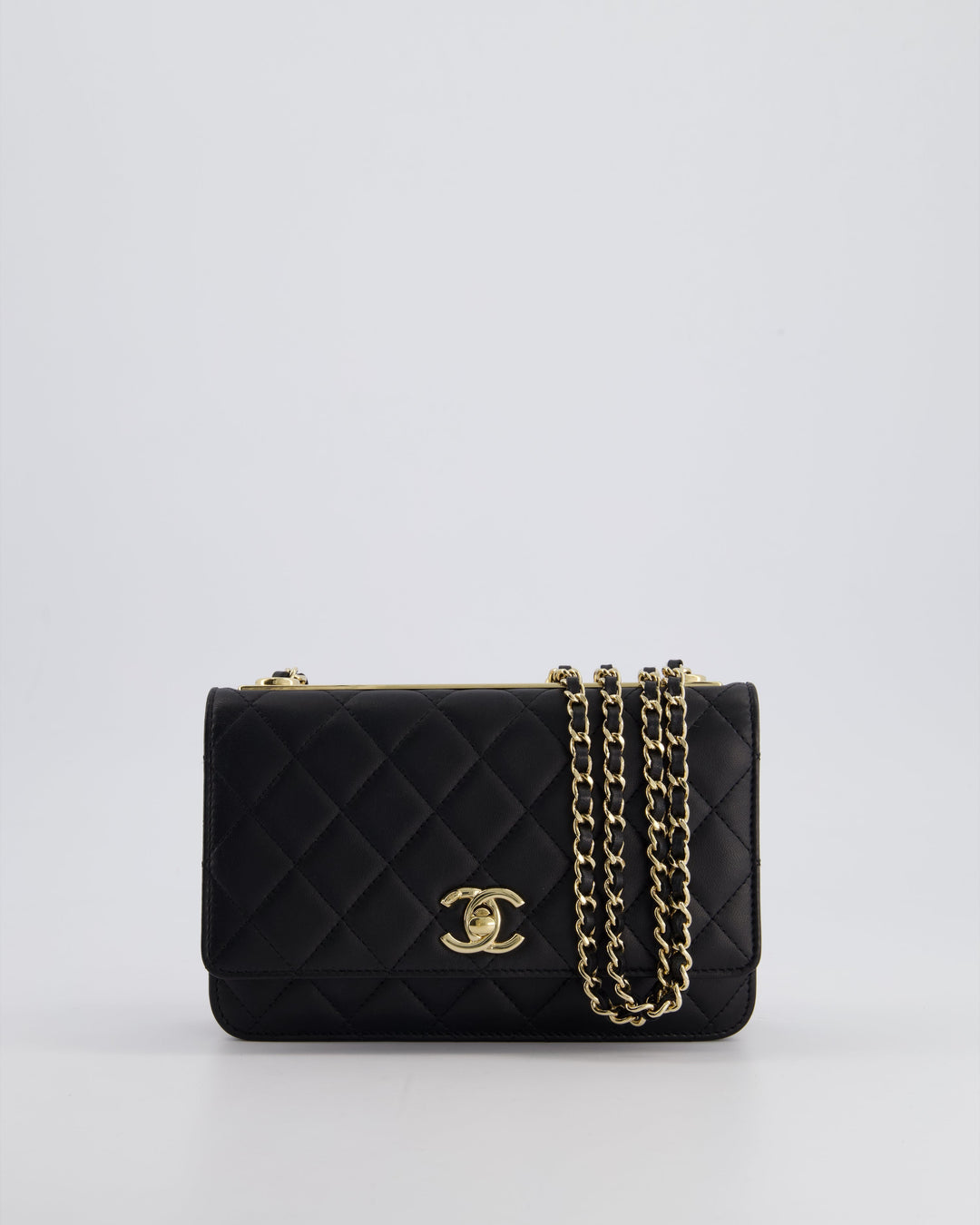 Top Quality Chanel Black Trendy Wallet on Chain Bag in Lambskin Leather with Champagne Gold Hardware