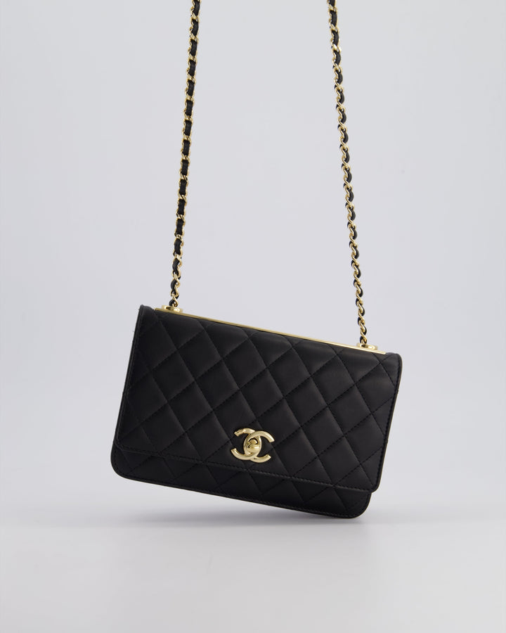 Top Quality Chanel Black Trendy Wallet on Chain Bag in Lambskin Leather with Champagne Gold Hardware