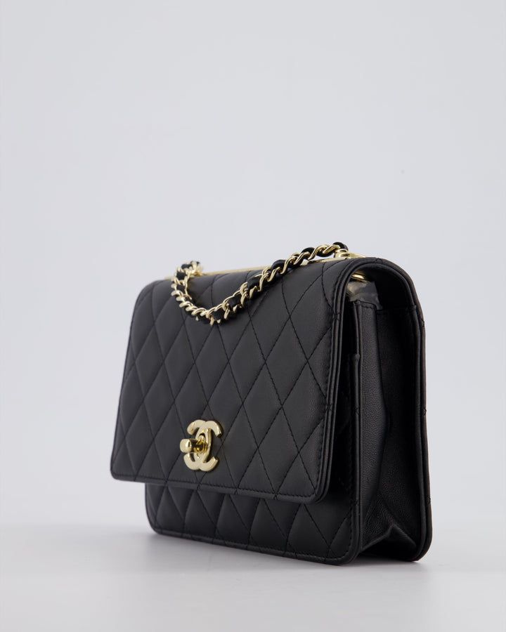 Top Quality Chanel Black Trendy Wallet on Chain Bag in Lambskin Leather with Champagne Gold Hardware