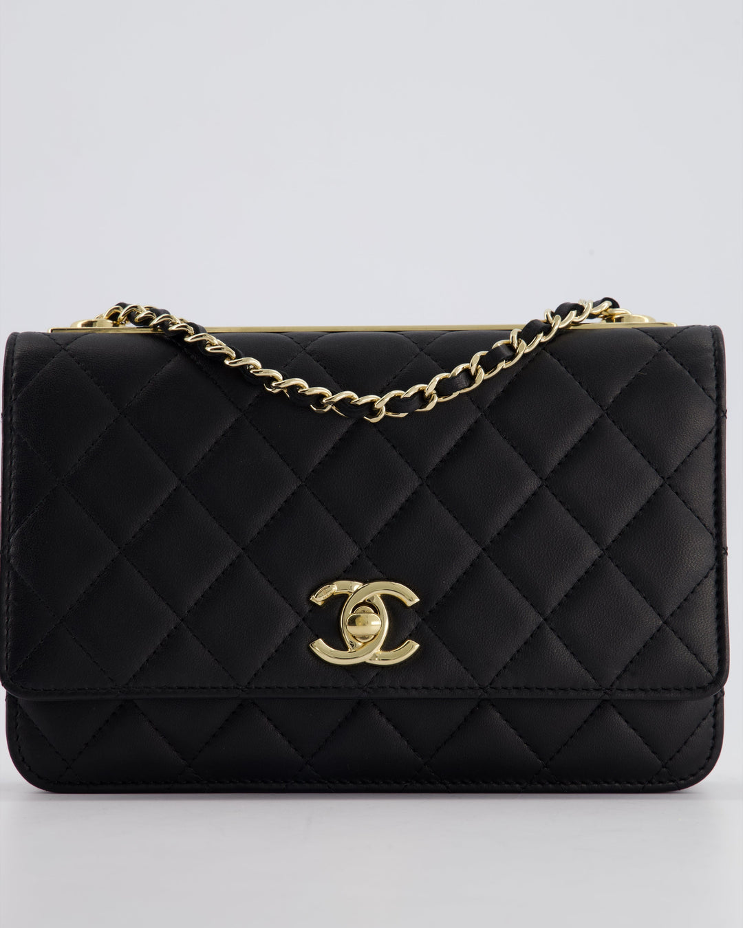 Top Quality Chanel Black Trendy Wallet on Chain Bag in Lambskin Leather with Champagne Gold Hardware
