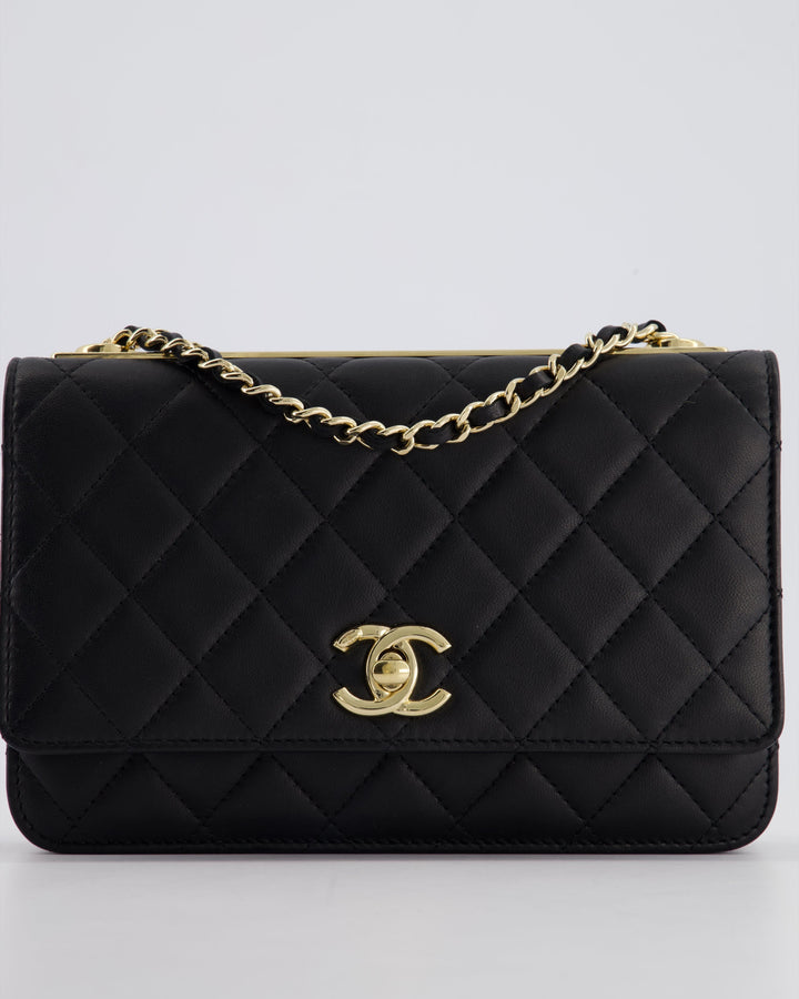 Top Quality Chanel Black Trendy Wallet on Chain Bag in Lambskin Leather with Champagne Gold Hardware