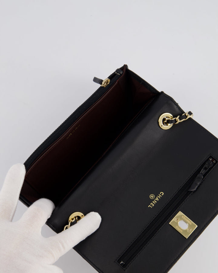 Top Quality Chanel Black Trendy Wallet on Chain Bag in Lambskin Leather with Champagne Gold Hardware