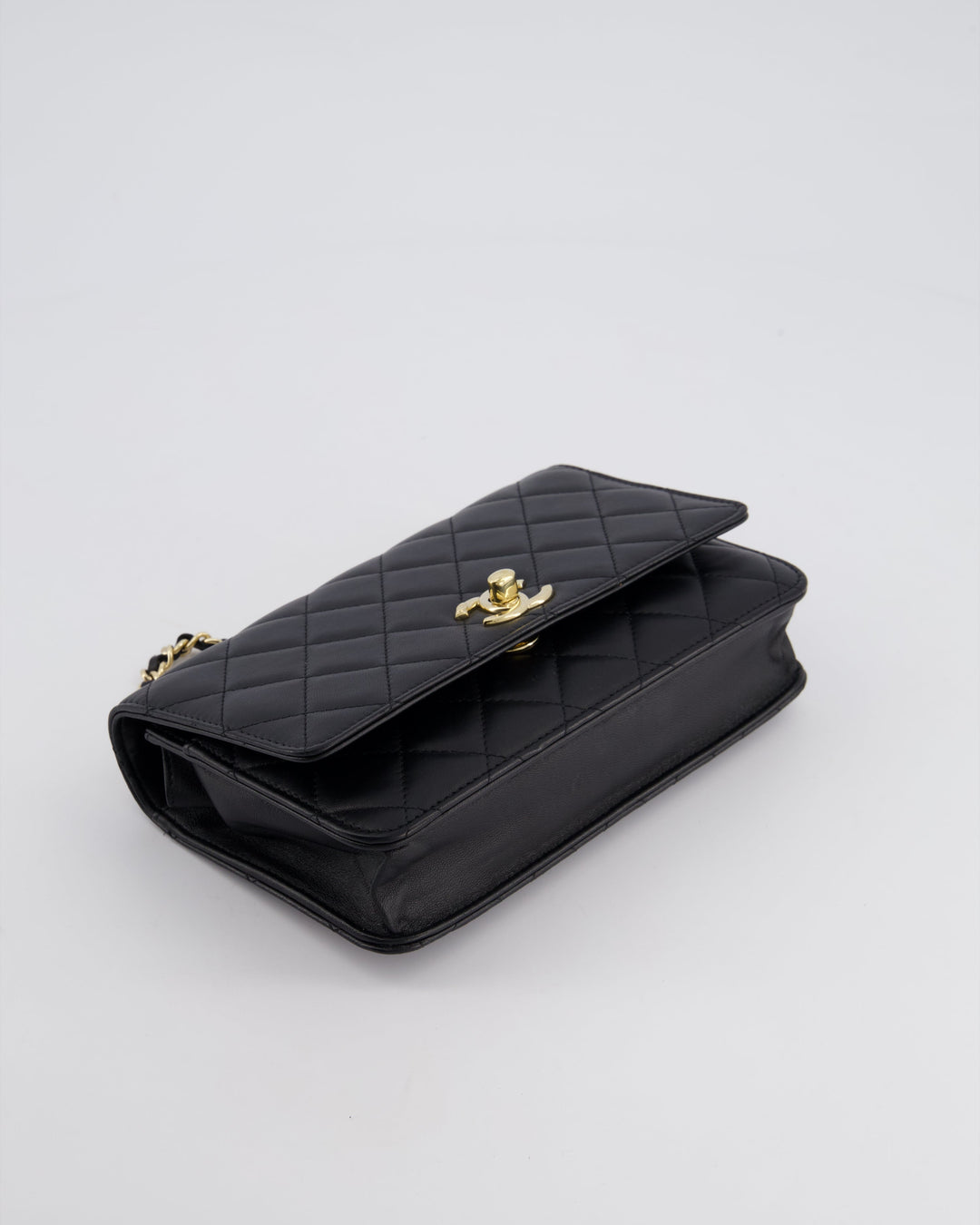 Top Quality Chanel Black Trendy Wallet on Chain Bag in Lambskin Leather with Champagne Gold Hardware