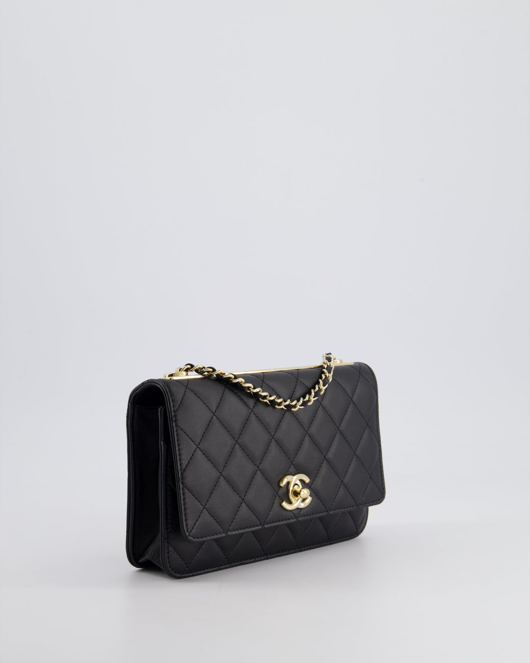 Top Quality Chanel Black Trendy Wallet on Chain Bag in Lambskin Leather with Champagne Gold Hardware