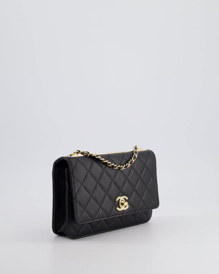 Top Quality Chanel Black Trendy Wallet on Chain Bag in Lambskin Leather with Champagne Gold Hardware