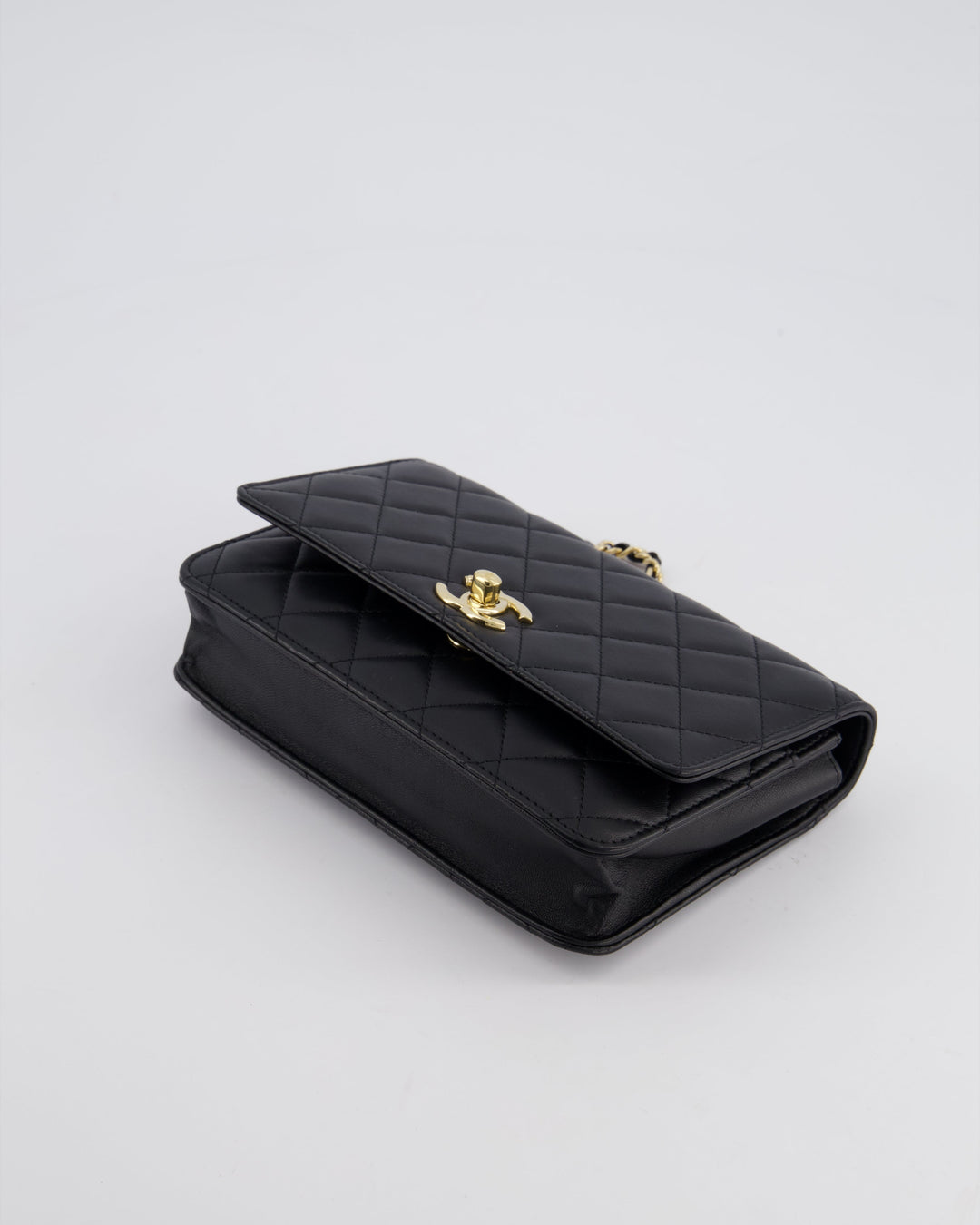 Top Quality Chanel Black Trendy Wallet on Chain Bag in Lambskin Leather with Champagne Gold Hardware
