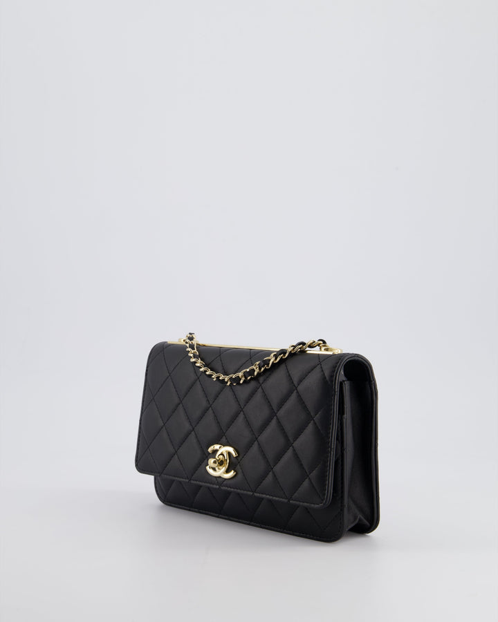 Top Quality Chanel Black Trendy Wallet on Chain Bag in Lambskin Leather with Champagne Gold Hardware