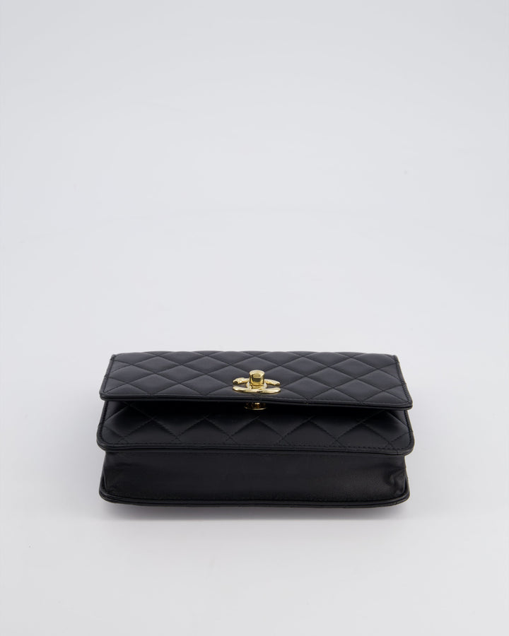 Top Quality Chanel Black Trendy Wallet on Chain Bag in Lambskin Leather with Champagne Gold Hardware