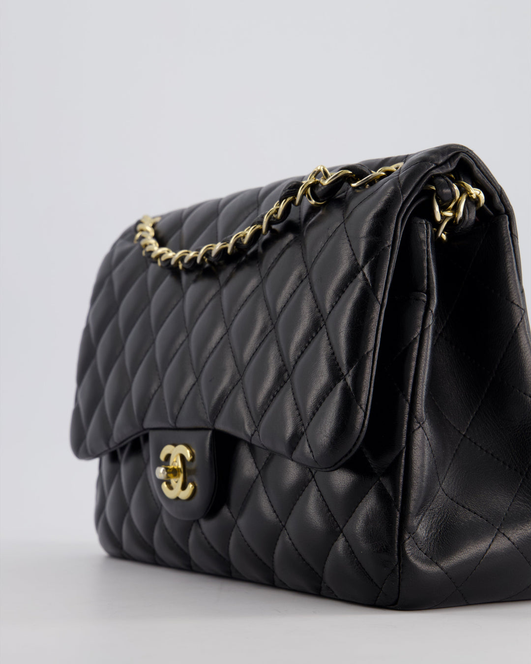 Top Quality Chanel Black Jumbo Classic Double Flap Bag in Lambskin with Gold Hardware Bag