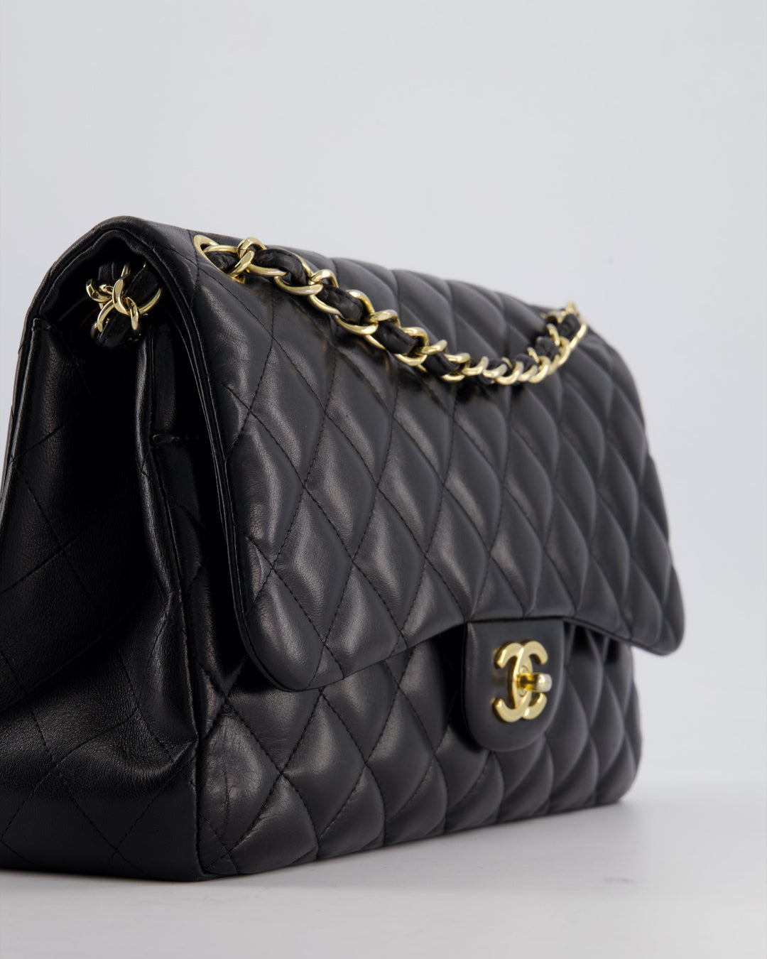 Top Quality Chanel Black Jumbo Classic Double Flap Bag in Lambskin with Gold Hardware Bag