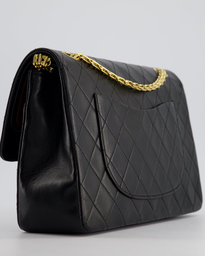 Top Quality Chanel Black Vintage Medium Lambskin Classic Flap with Stitched Edge and 24K Gold Hardware