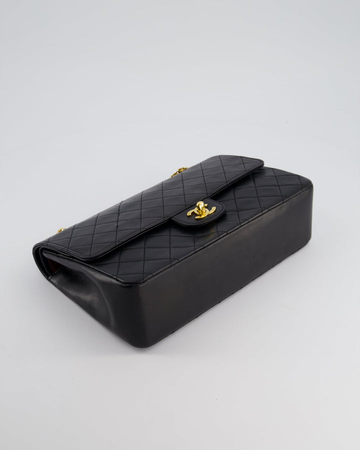 Top Quality Chanel Black Vintage Medium Lambskin Classic Flap with Stitched Edge and 24K Gold Hardware