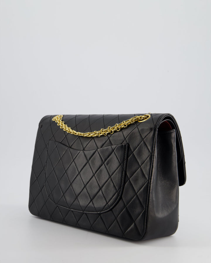 Top Quality Chanel Black Vintage Medium Lambskin Classic Flap with Stitched Edge and 24K Gold Hardware