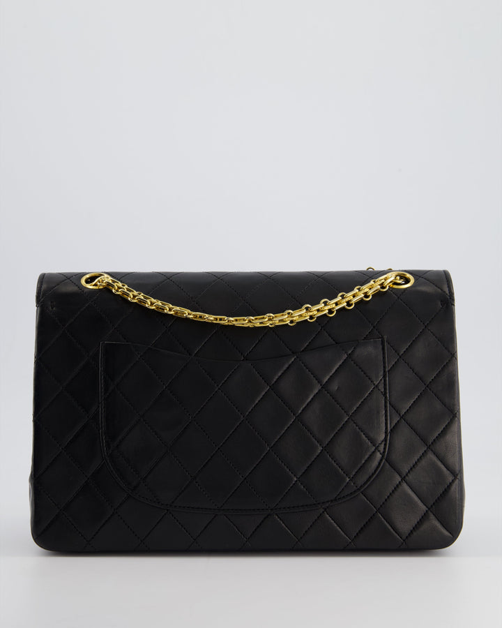 Top Quality Chanel Black Vintage Medium Lambskin Classic Flap with Stitched Edge and 24K Gold Hardware
