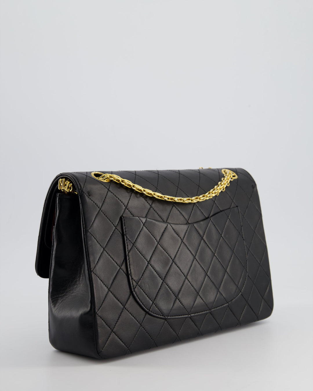 Top Quality Chanel Black Vintage Medium Lambskin Classic Flap with Stitched Edge and 24K Gold Hardware