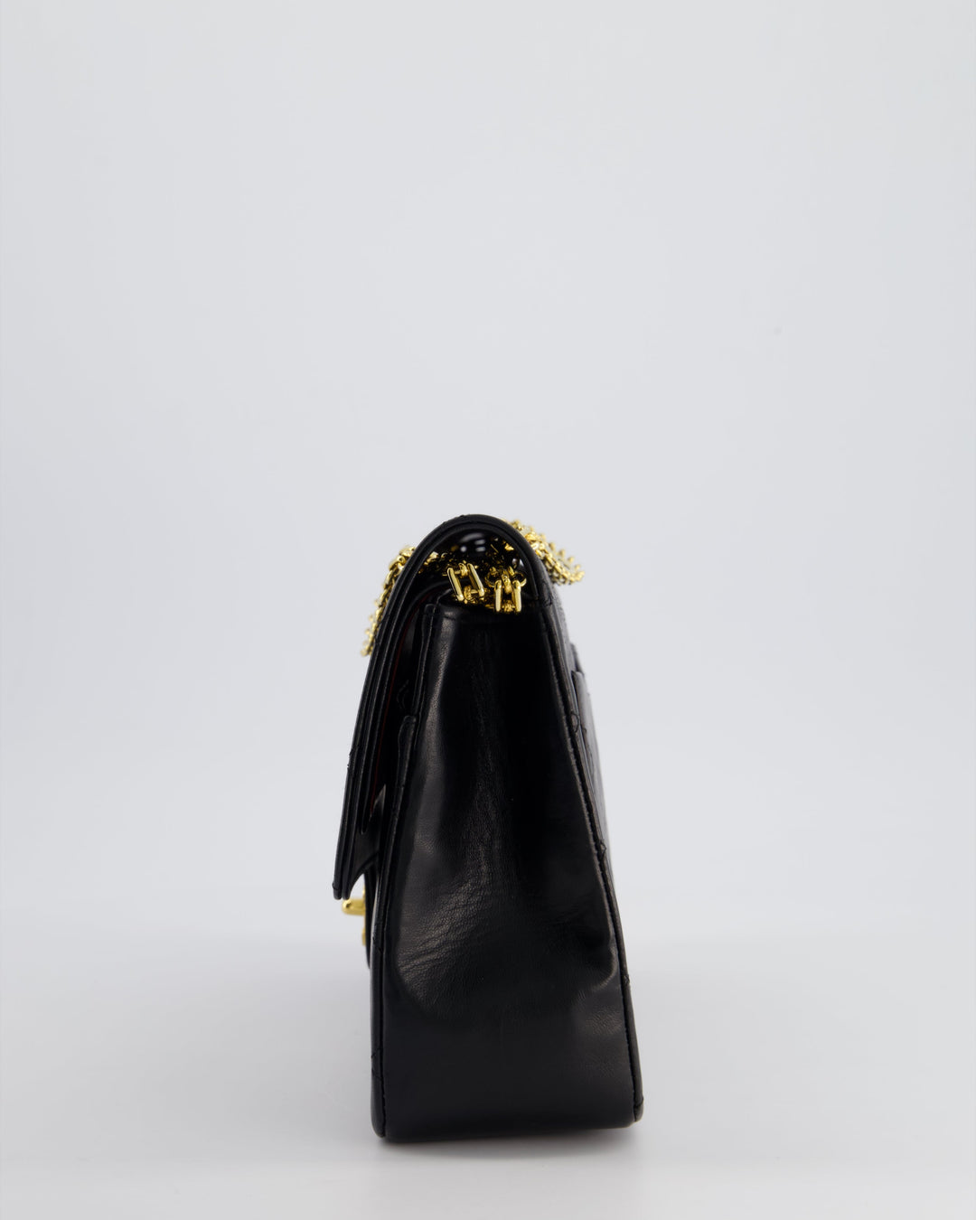 Top Quality Chanel Black Vintage Medium Lambskin Classic Flap with Stitched Edge and 24K Gold Hardware
