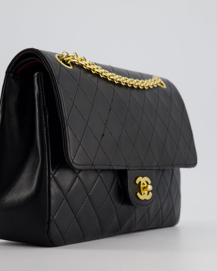 Top Quality Chanel Black Vintage Medium Lambskin Classic Flap with Stitched Edge and 24K Gold Hardware