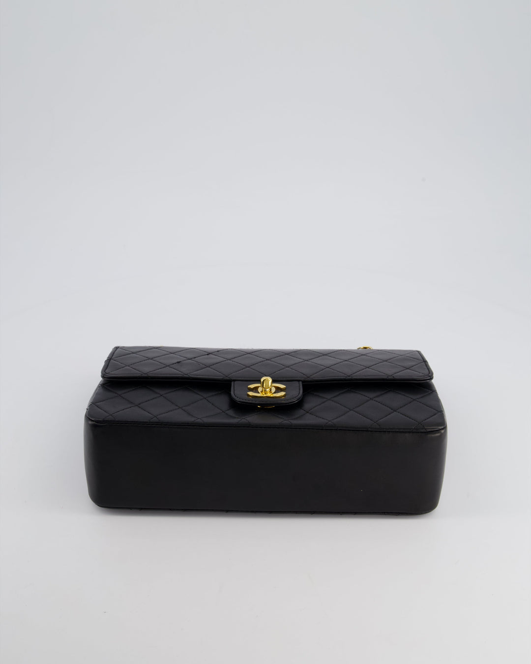 Top Quality Chanel Black Vintage Medium Lambskin Classic Flap with Stitched Edge and 24K Gold Hardware