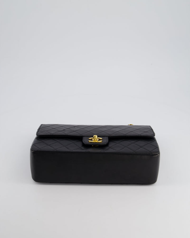 Top Quality Chanel Black Vintage Medium Lambskin Classic Flap with Stitched Edge and 24K Gold Hardware