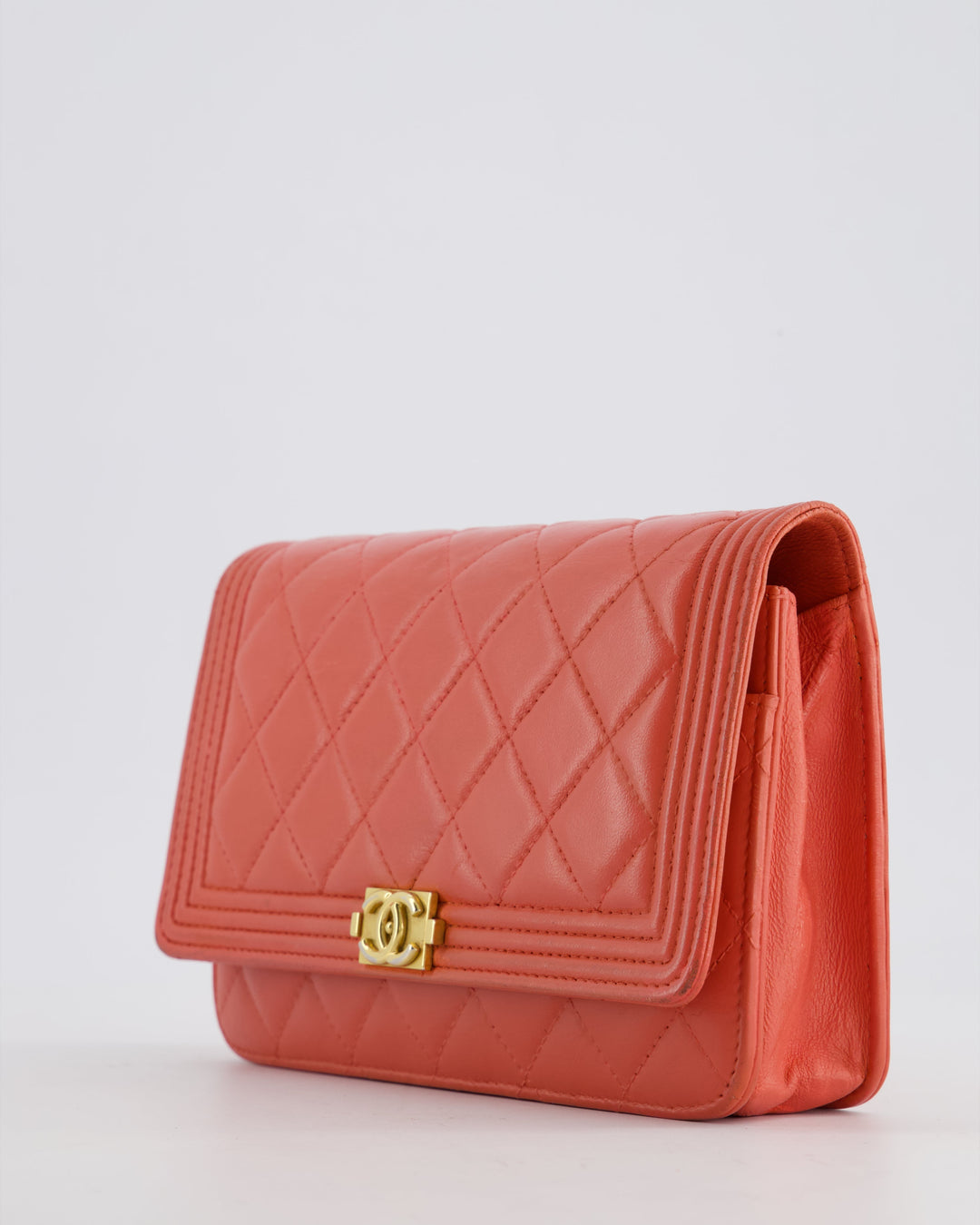 *FIRE PRICE* Top Quality Chanel Coral Boy Wallet On Chain with Champagne Gold Hardware