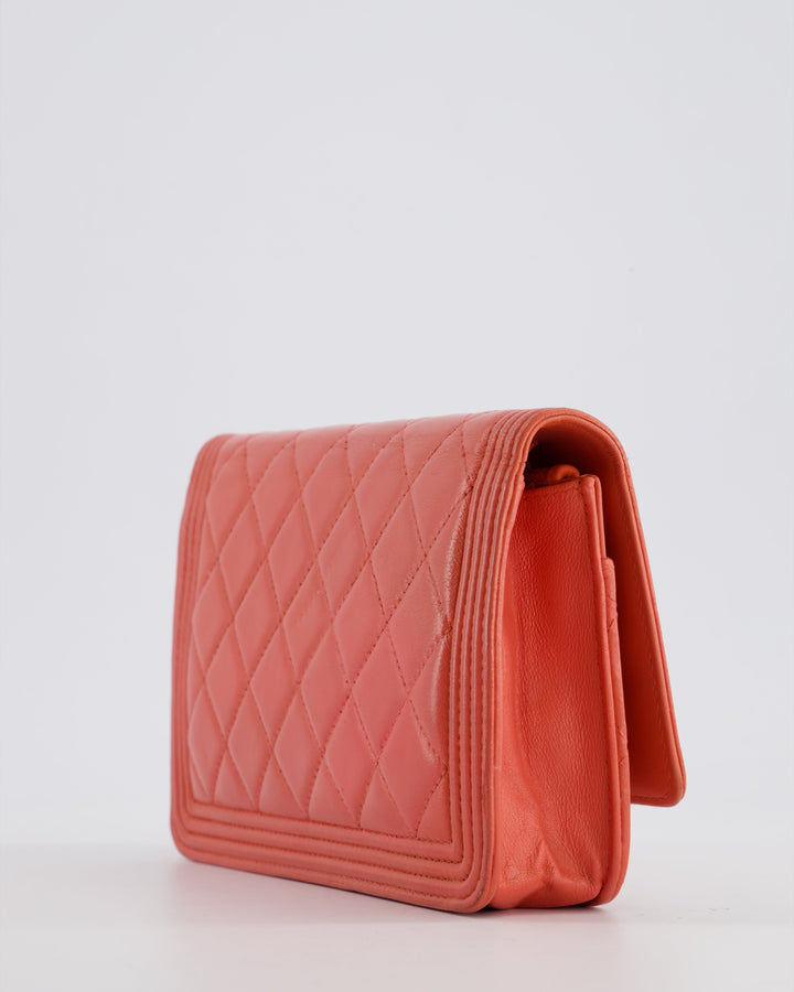 *FIRE PRICE* Top Quality Chanel Coral Boy Wallet On Chain with Champagne Gold Hardware
