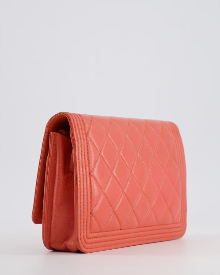 *FIRE PRICE* Top Quality Chanel Coral Boy Wallet On Chain with Champagne Gold Hardware