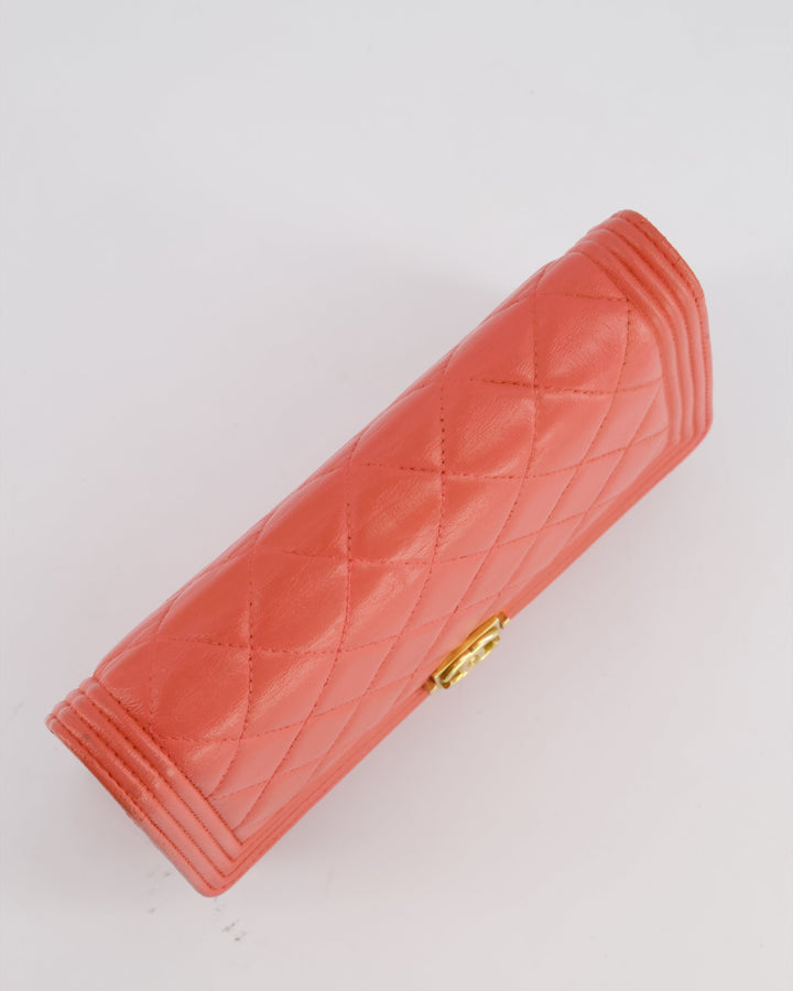 *FIRE PRICE* Top Quality Chanel Coral Boy Wallet On Chain with Champagne Gold Hardware