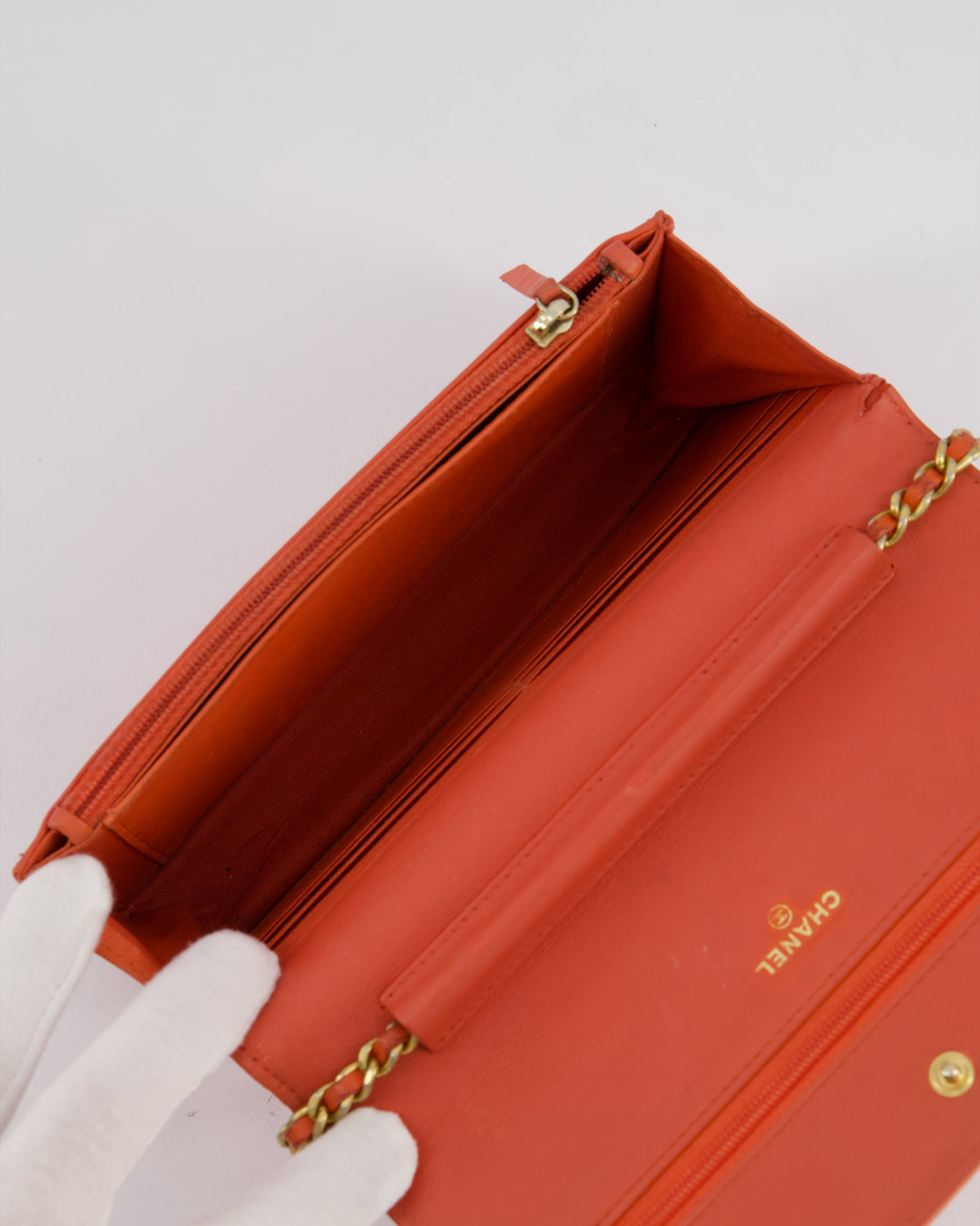 *FIRE PRICE* Top Quality Chanel Coral Boy Wallet On Chain with Champagne Gold Hardware