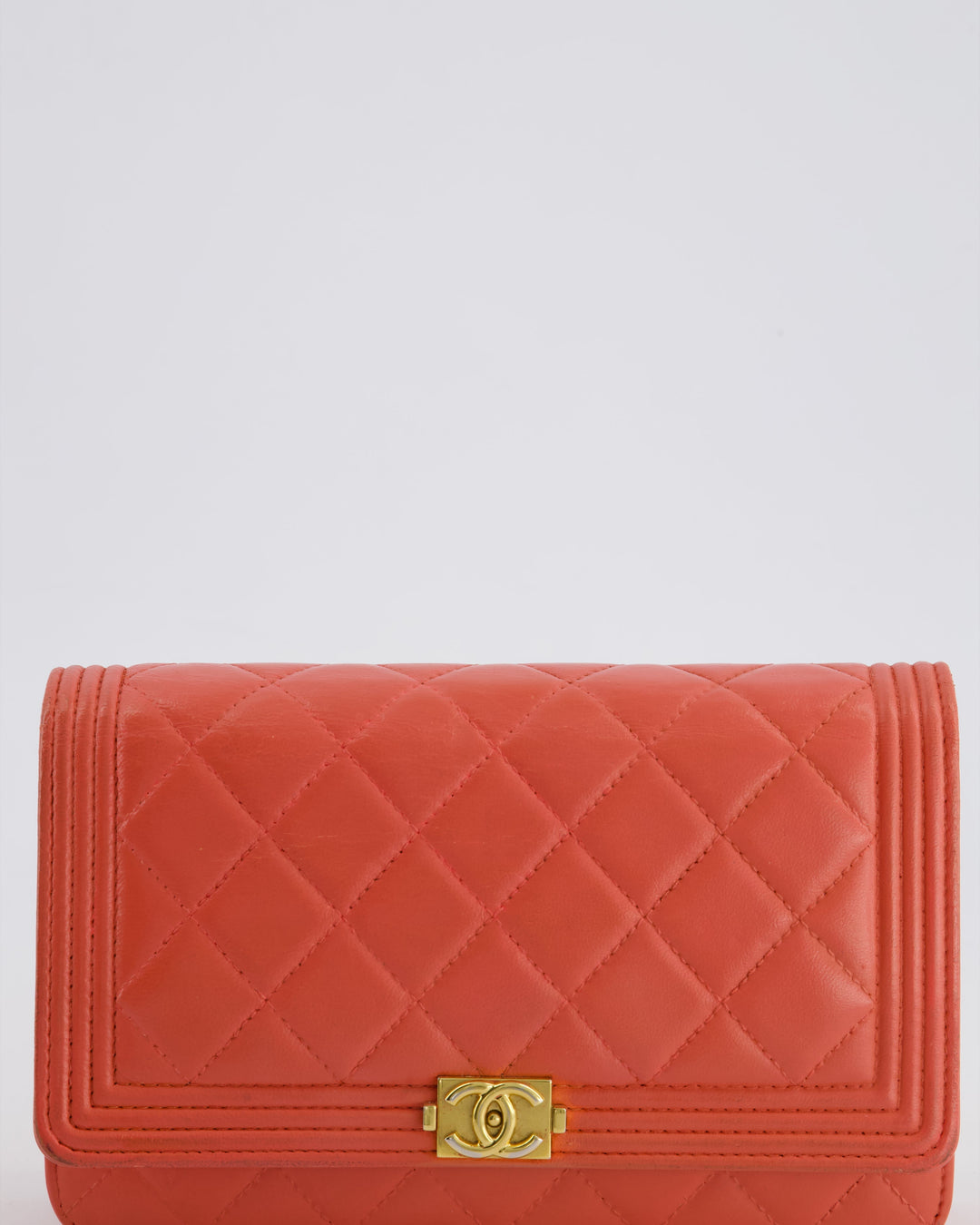 *FIRE PRICE* Top Quality Chanel Coral Boy Wallet On Chain with Champagne Gold Hardware