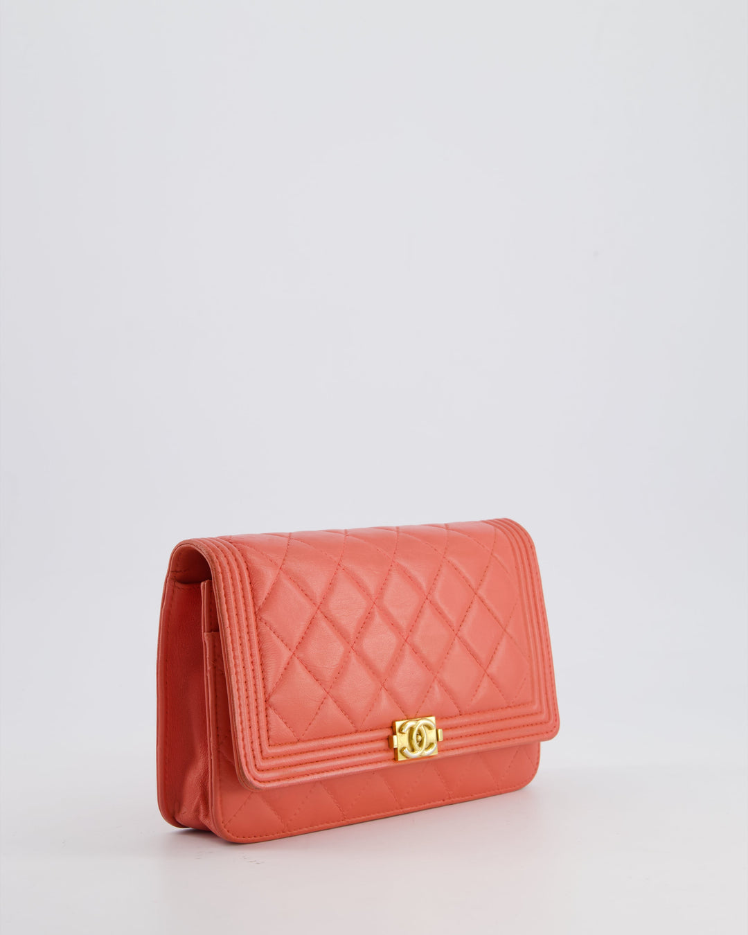*FIRE PRICE* Top Quality Chanel Coral Boy Wallet On Chain with Champagne Gold Hardware