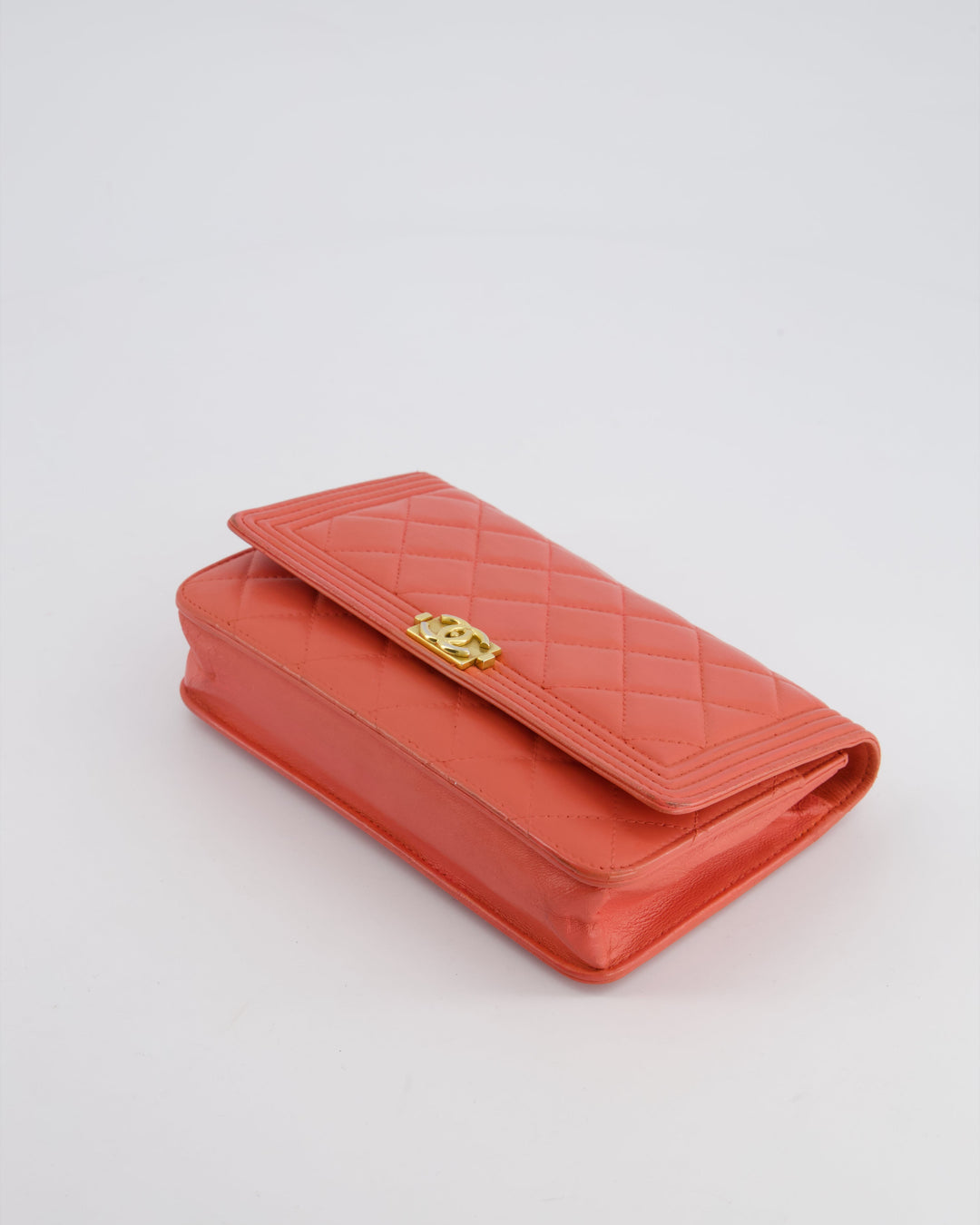 *FIRE PRICE* Top Quality Chanel Coral Boy Wallet On Chain with Champagne Gold Hardware