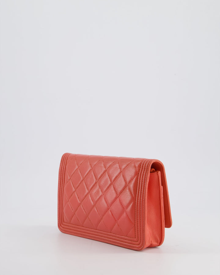 *FIRE PRICE* Top Quality Chanel Coral Boy Wallet On Chain with Champagne Gold Hardware