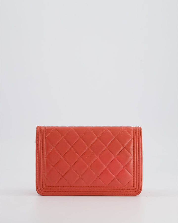 *FIRE PRICE* Top Quality Chanel Coral Boy Wallet On Chain with Champagne Gold Hardware