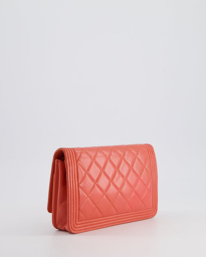 *FIRE PRICE* Top Quality Chanel Coral Boy Wallet On Chain with Champagne Gold Hardware