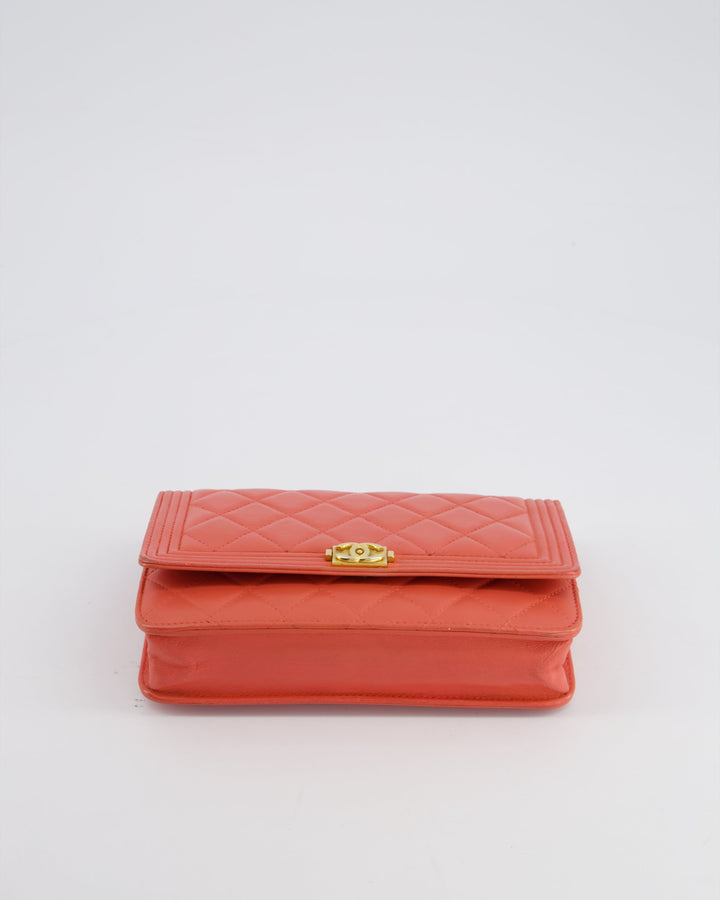 *FIRE PRICE* Top Quality Chanel Coral Boy Wallet On Chain with Champagne Gold Hardware