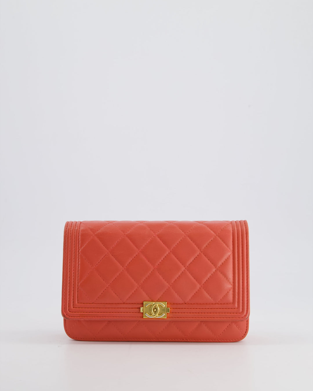 *FIRE PRICE* Top Quality Chanel Coral Boy Wallet On Chain with Champagne Gold Hardware