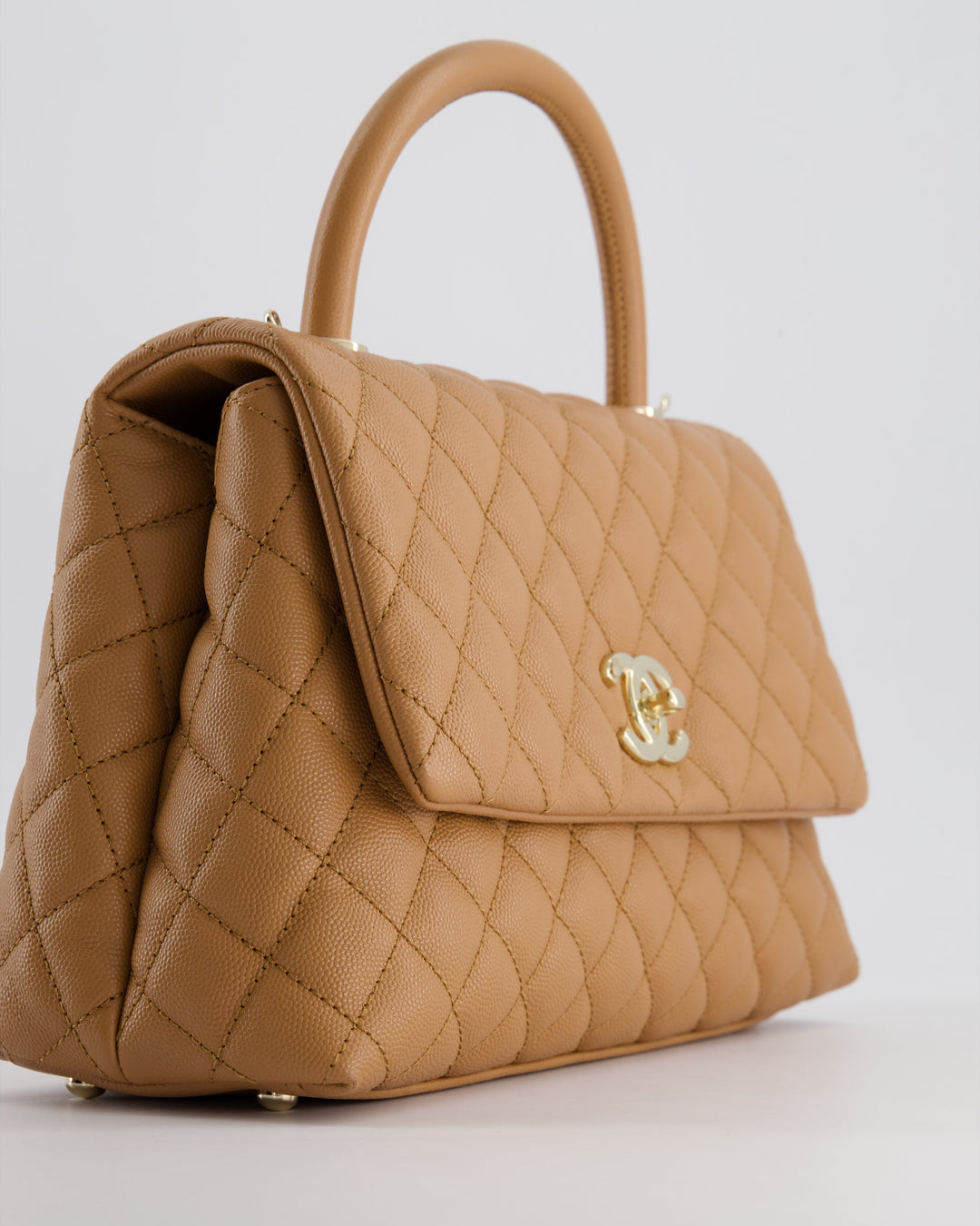 *RARE* Chanel Medium Caramel Caviar Quilted Coco Flap Bag with Champagne Gold Hardware