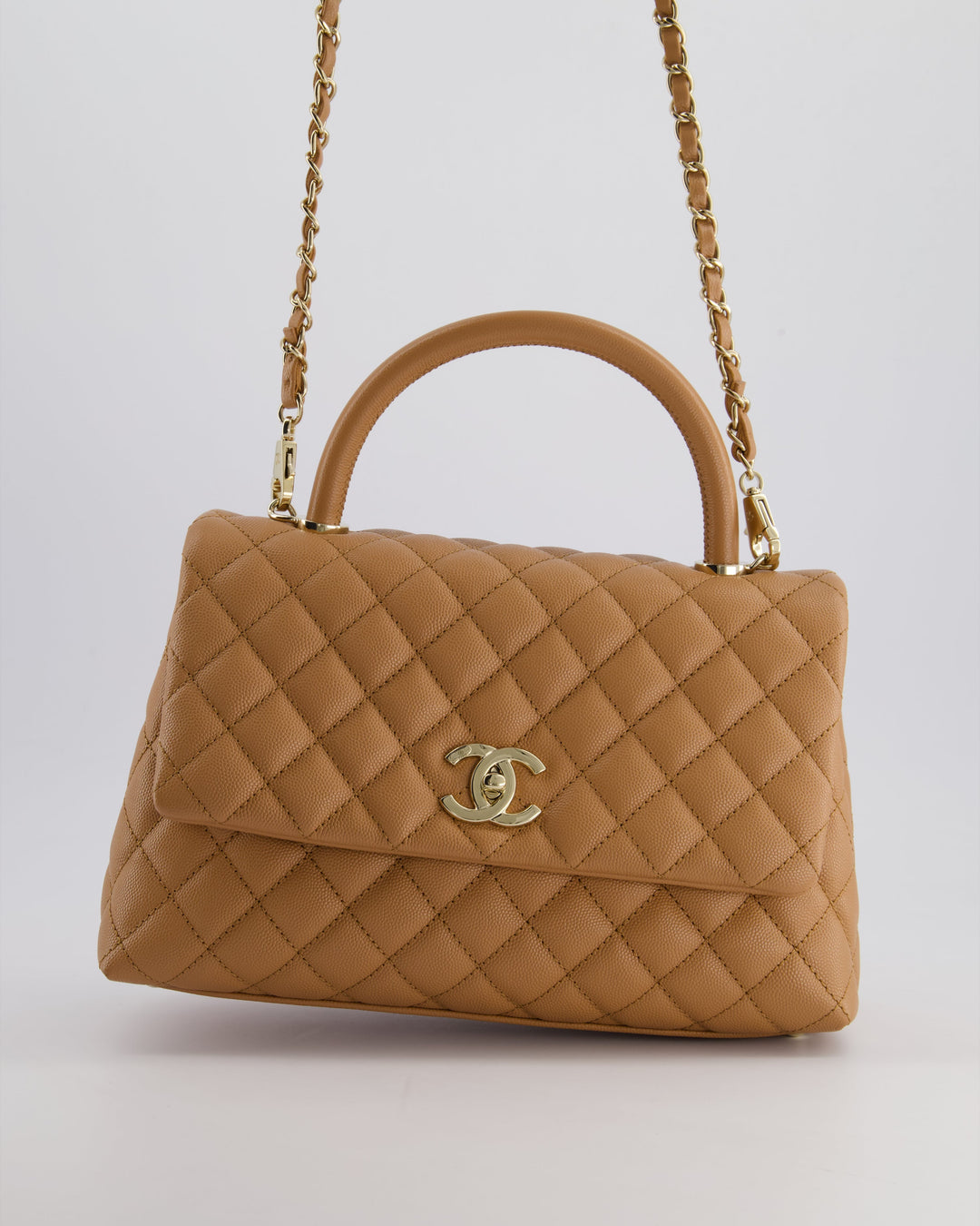 *RARE* Chanel Medium Caramel Caviar Quilted Coco Flap Bag with Champagne Gold Hardware