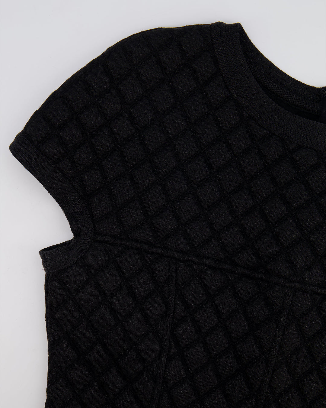 Top Quality Chanel Black Padded Shimmery Short Sleeve Bodycon Mini Dress with CC Logo Detail Size FR 40 (UK 12)