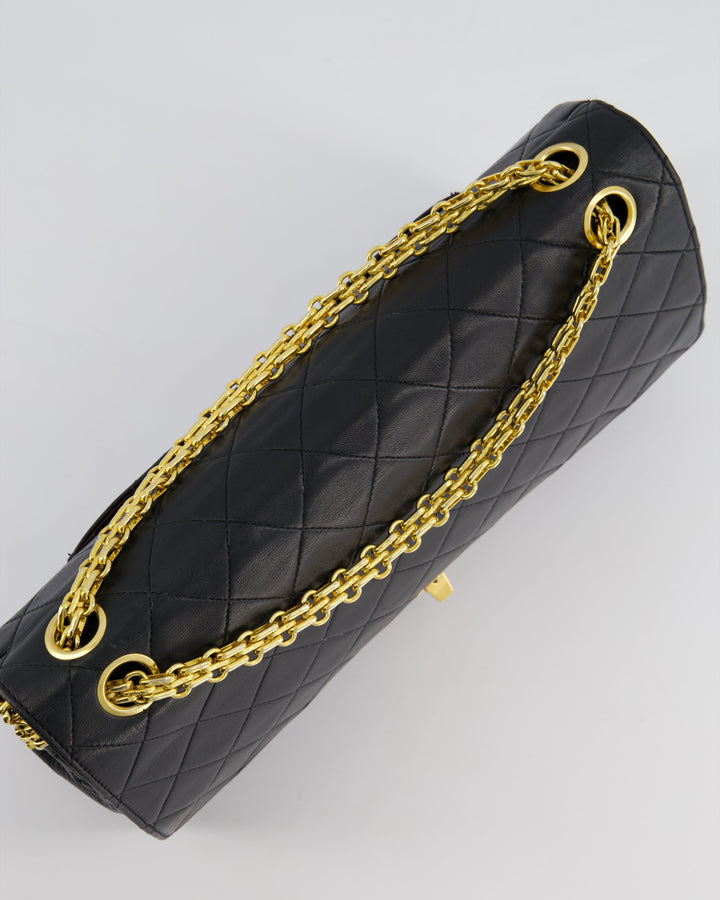 Top Quality Chanel Black Vintage Medium Lambskin Classic Flap with Stitched Edge and 24K Gold Hardware