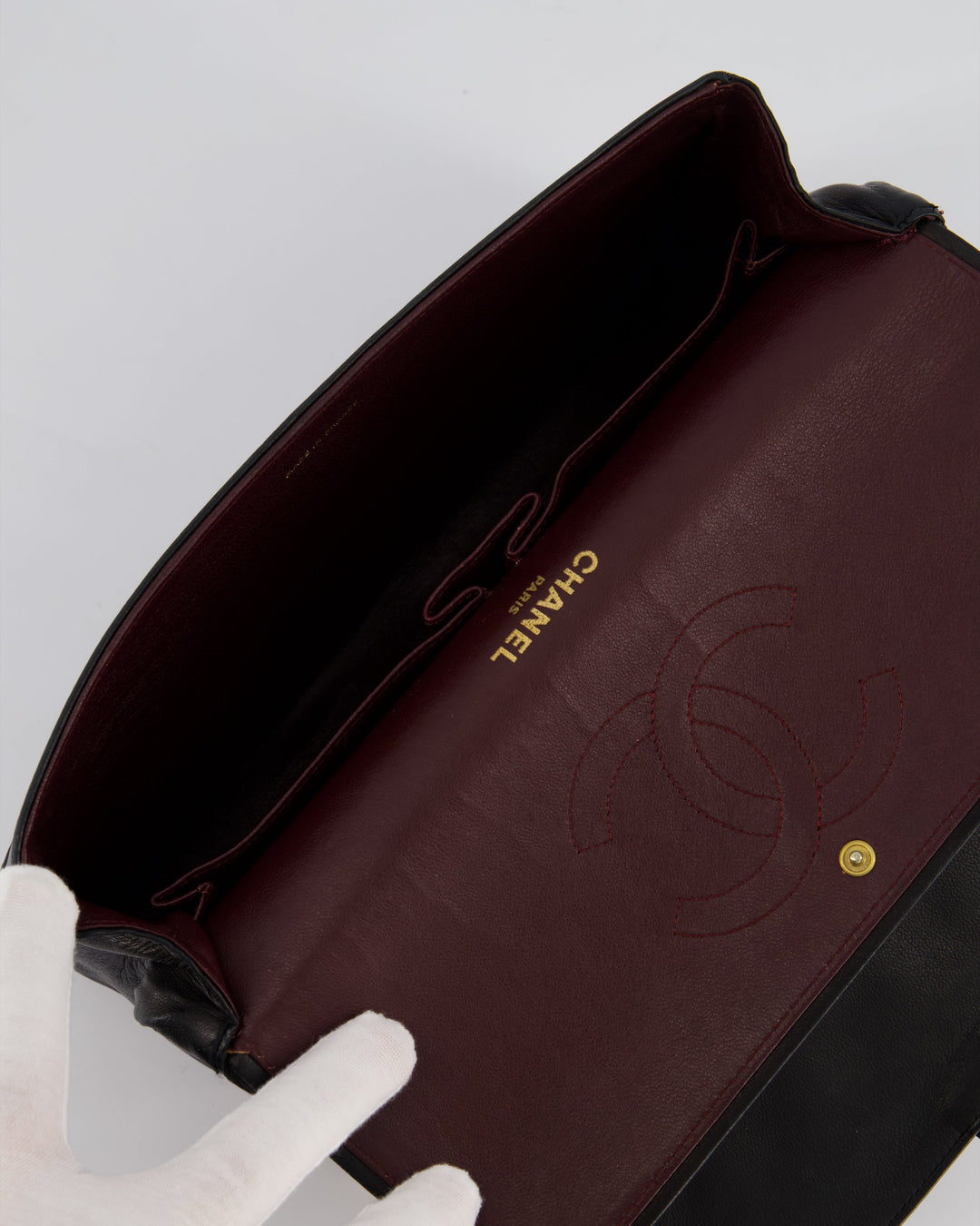 Top Quality Chanel Black Vintage Medium Lambskin Classic Flap with Stitched Edge and 24K Gold Hardware