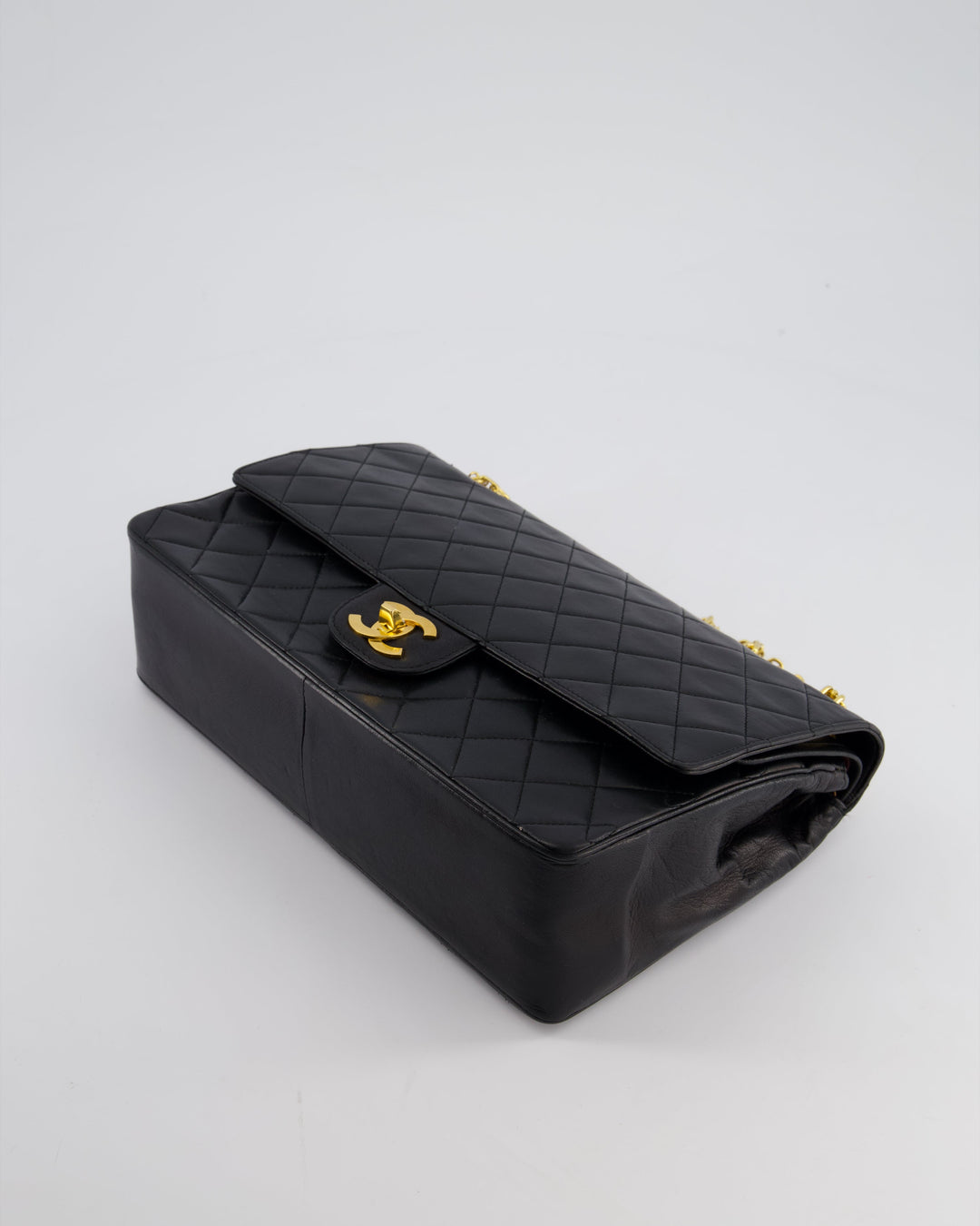 Top Quality Chanel Black Vintage Medium Lambskin Classic Flap with Stitched Edge and 24K Gold Hardware