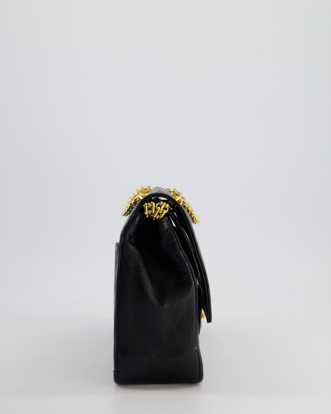 Top Quality Chanel Black Vintage Medium Lambskin Classic Flap with Stitched Edge and 24K Gold Hardware