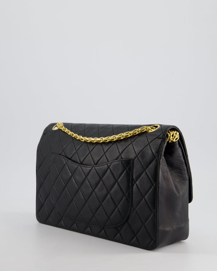 Top Quality Chanel Black Vintage Medium Lambskin Classic Flap with Stitched Edge and 24K Gold Hardware
