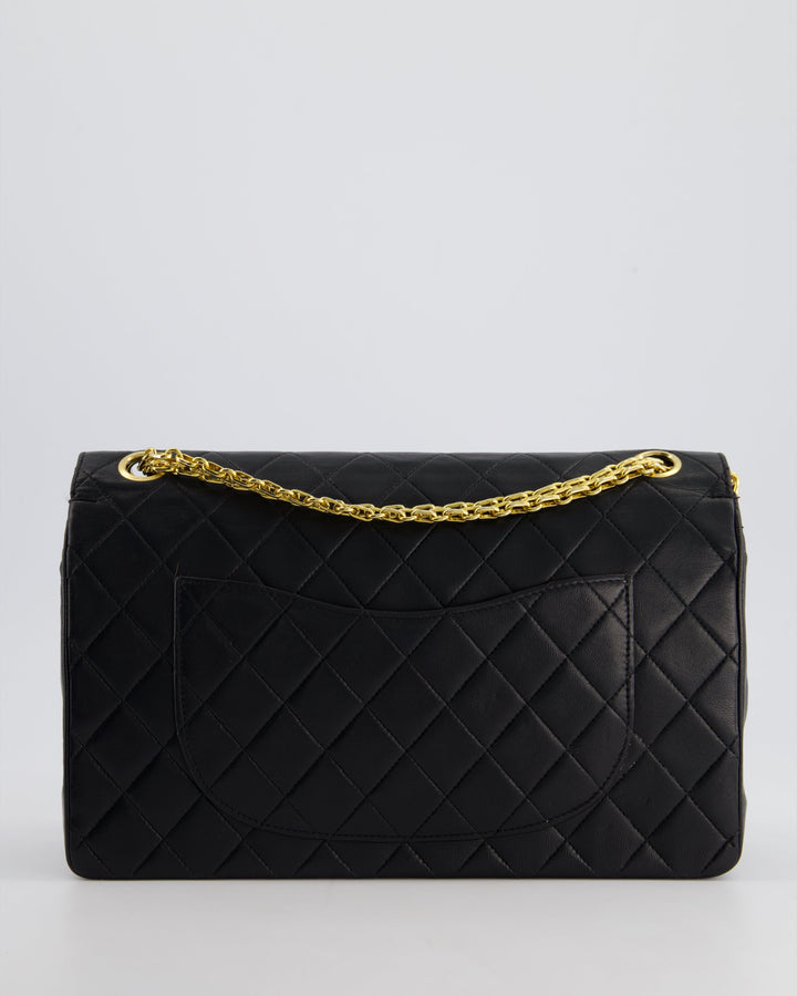 Top Quality Chanel Black Vintage Medium Lambskin Classic Flap with Stitched Edge and 24K Gold Hardware