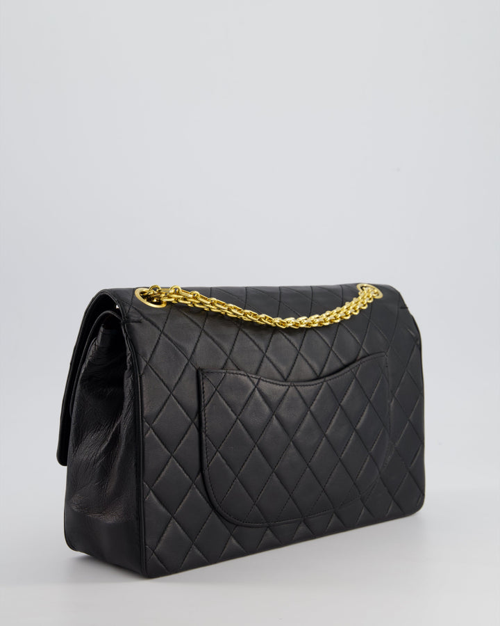 Top Quality Chanel Black Vintage Medium Lambskin Classic Flap with Stitched Edge and 24K Gold Hardware